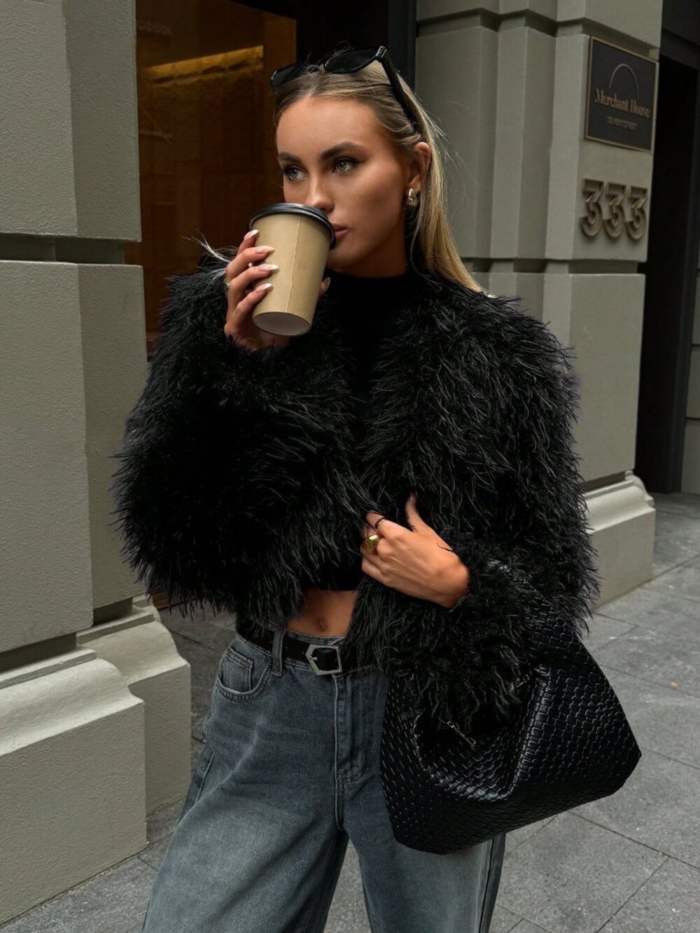 Black Casual Women's Sexy Short Faux Fur teddy Coat jacket - Picture 6 of 9